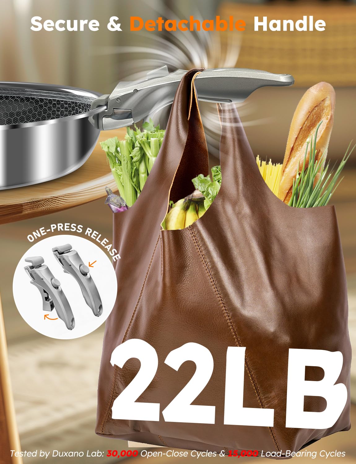 DUXANO multi-size glass lids fit all pots for moisture control