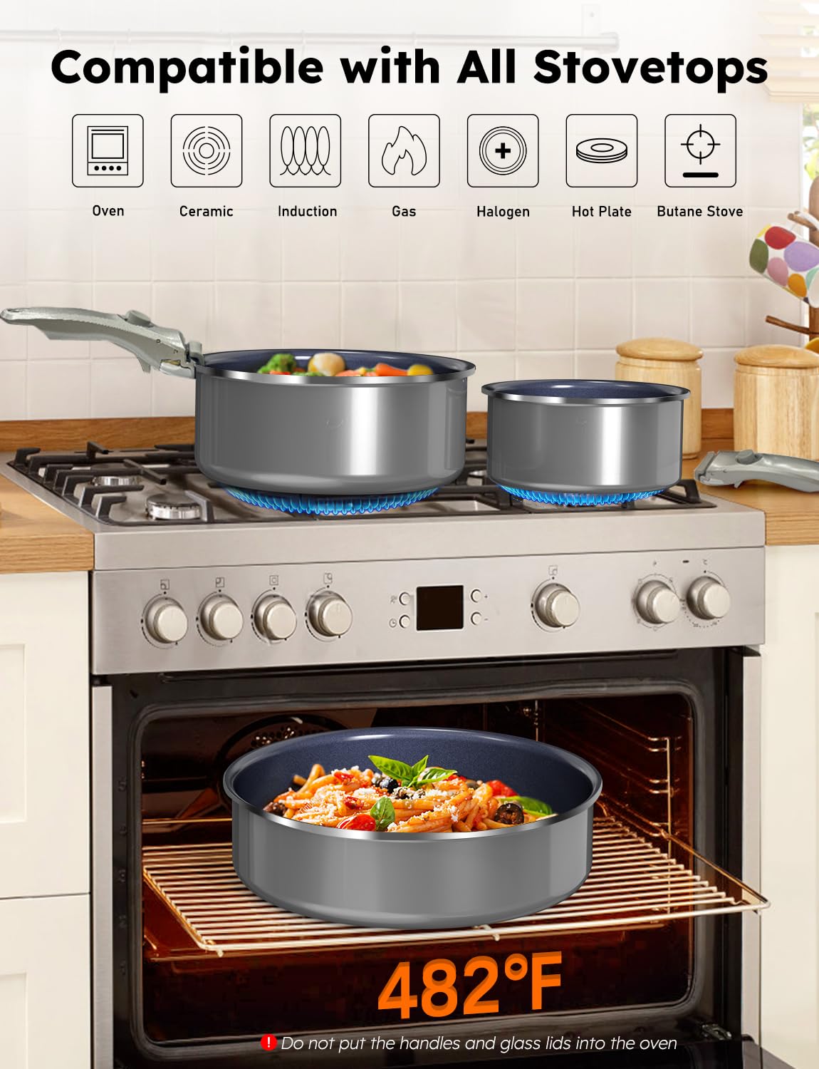 DUXANO oven-safe removable handle design supports versatile layouts