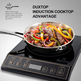 Duxtop 9120MC energy-efficient heat-up supports faster cooking with compatible pans.