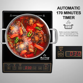 Duxtop 9120MC large display control panel keeps settings visible during cooking.