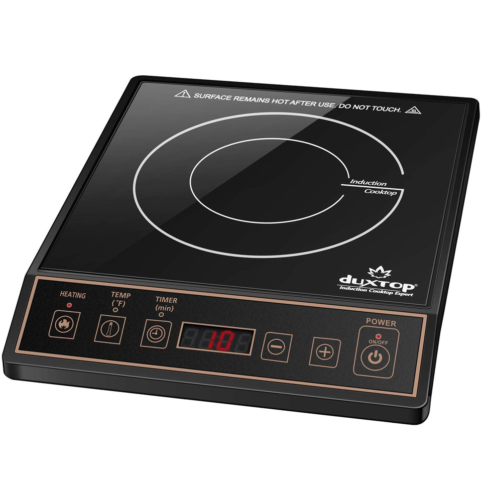 Duxtop 9120MC portable induction burner on countertop enables quick meals with compact design.