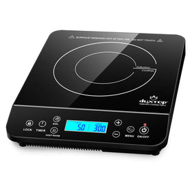Duxtop induction cooktop front view shows compact design for small kitchens.