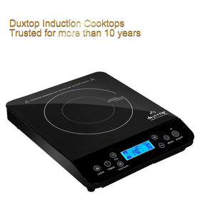 Duxtop LCD control panel enables precise, quick cooking adjustments.
