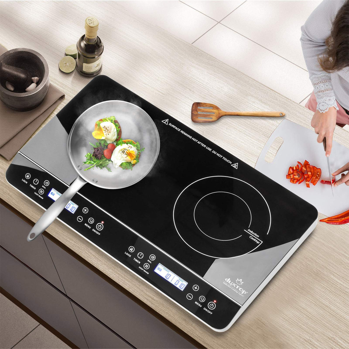 Duxtop LCD double induction cooktop compact kitchen solution for home or outdoors