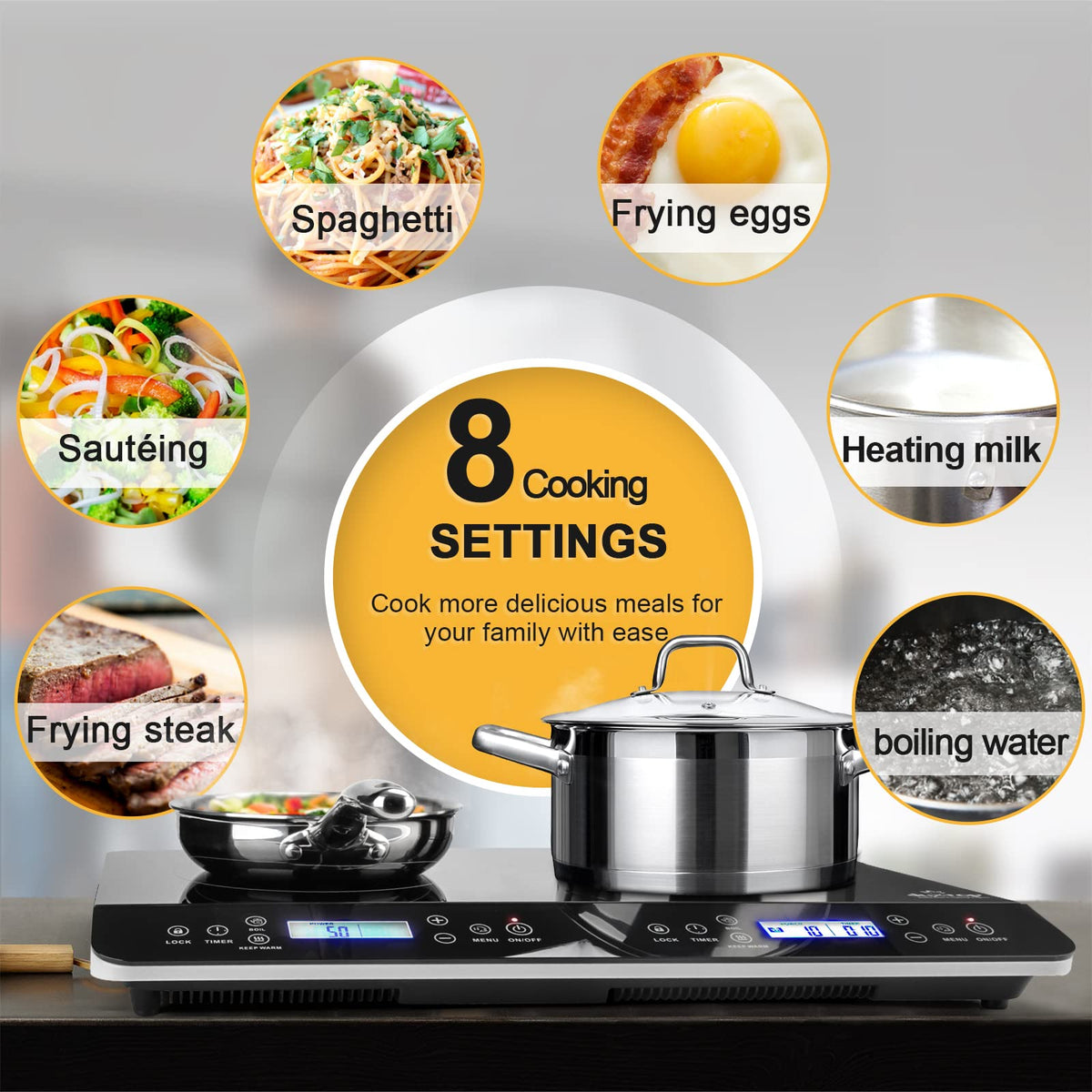 Duxtop LCD double induction cooktop cookware compatibility with magnetic bottoms