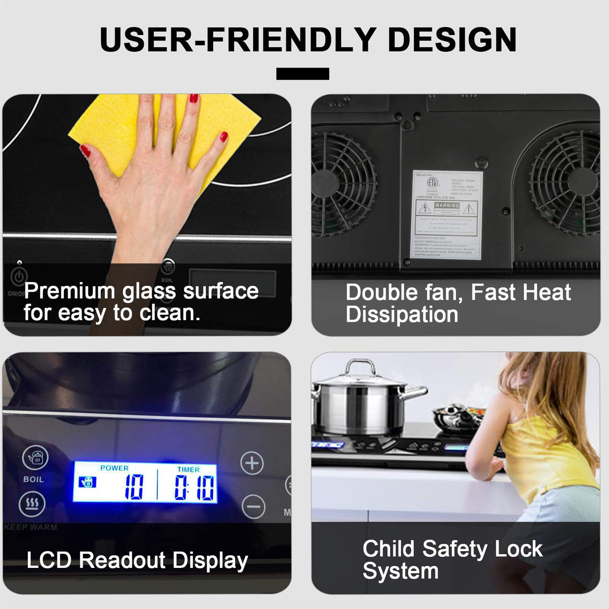 Duxtop LCD double induction cooktop dual burners with quick heating display for faster meals