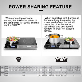 Duxtop LCD double induction cooktop 20 presets simplify cooking level choices
