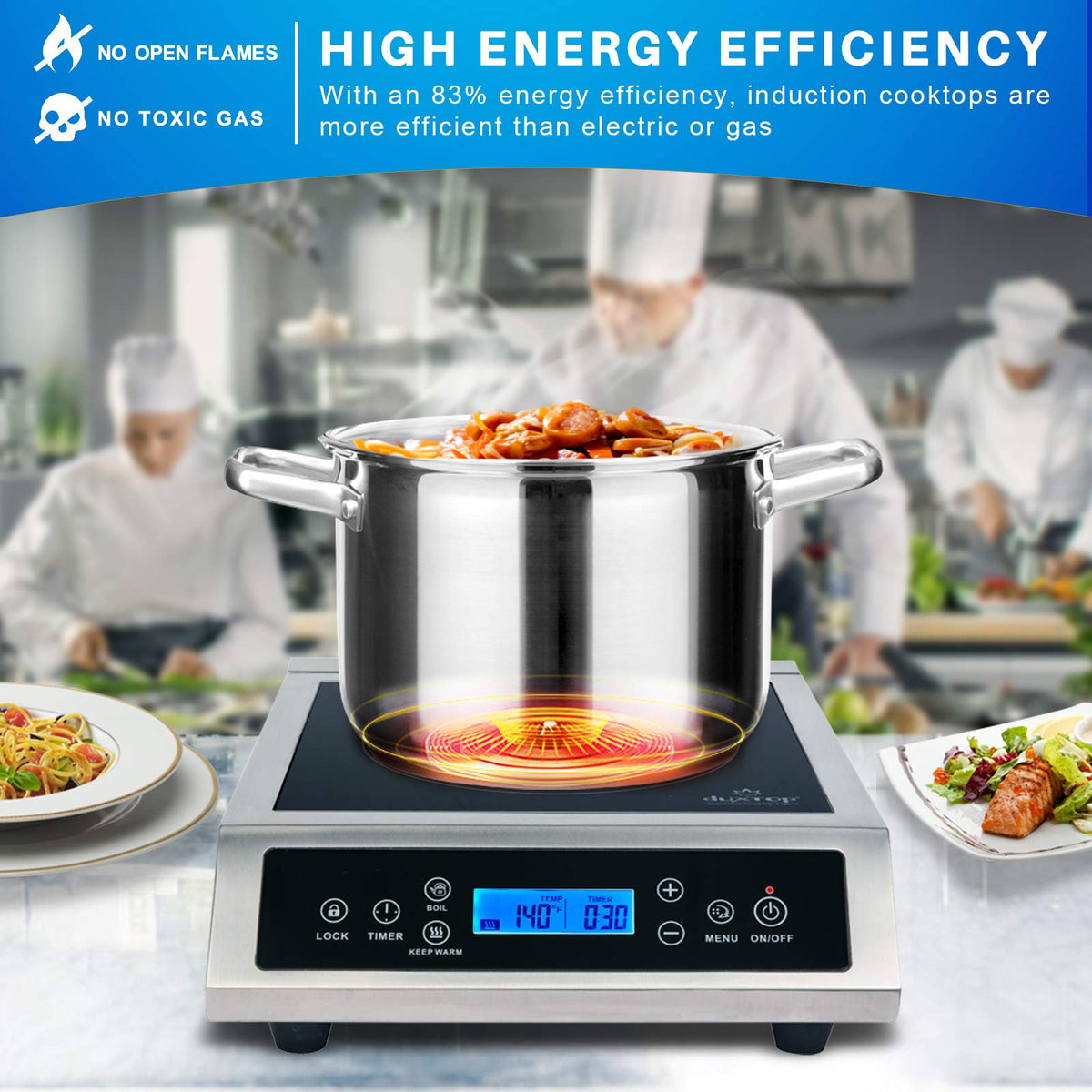 Duxtop p961ls induction burner with sensor touch panel and LCD for precise control.