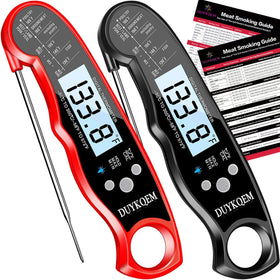 DUYKQEM instant read thermometer pair; two probes ready for grilling and everyday cooking.