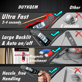 DUYKQEM slim probe design reduces holes and preserves food texture.