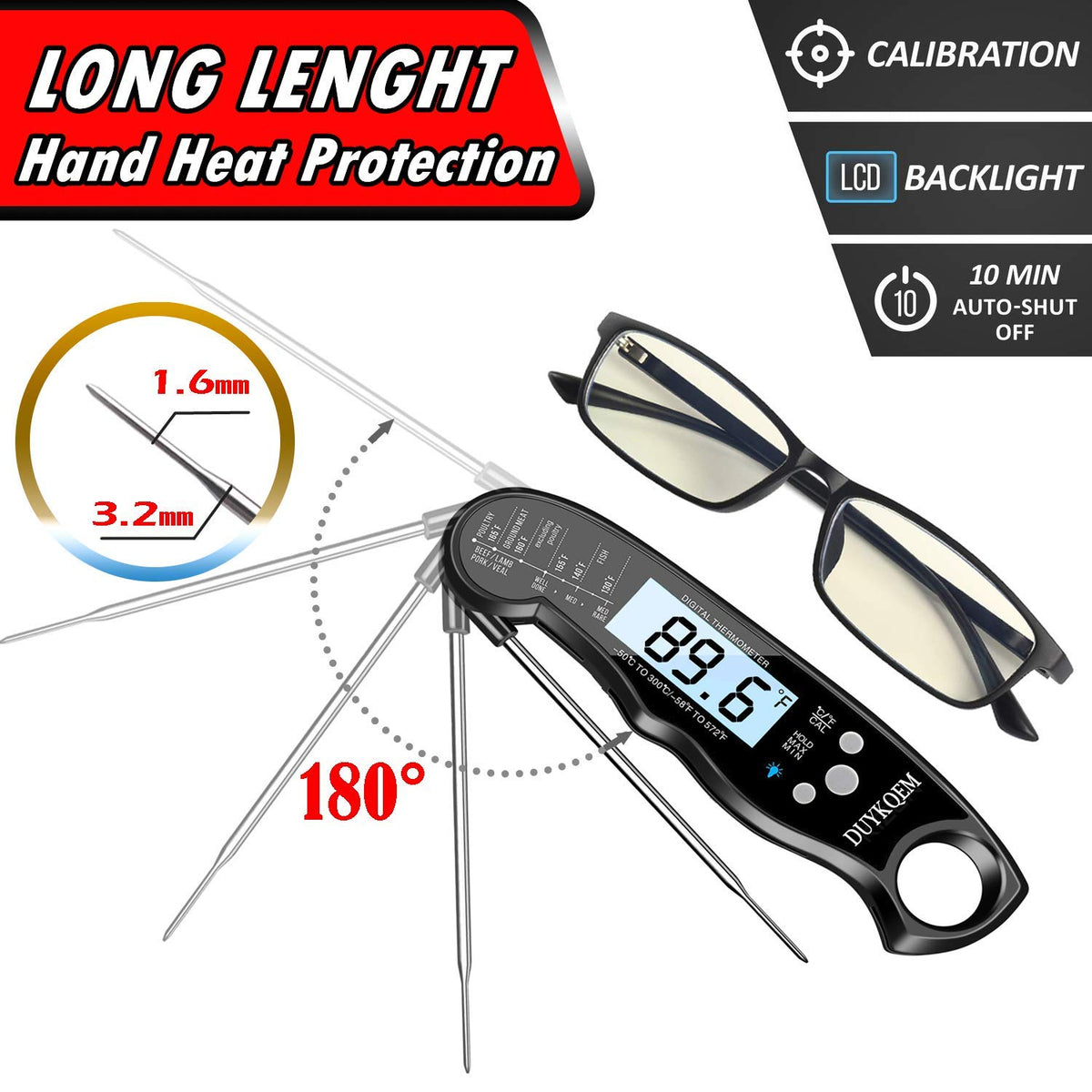 DUYKQEM two-unit thermometer with magnets for fridge storage.