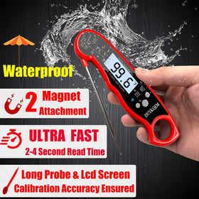 DUYKQEM waterproof thermometer with backlight for kitchen and grill.