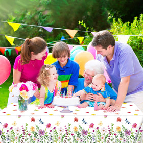 Dvaorc spring floral tablecloth with blue watercolor flowers brightens outdoor gatherings