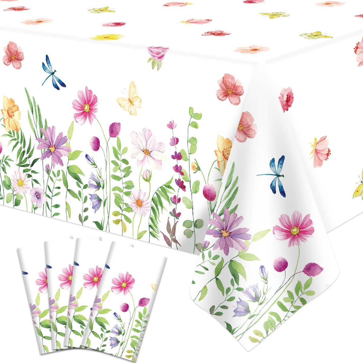 Dvaorc spring floral tablecloth with pink watercolor flowers adds festive color for parties