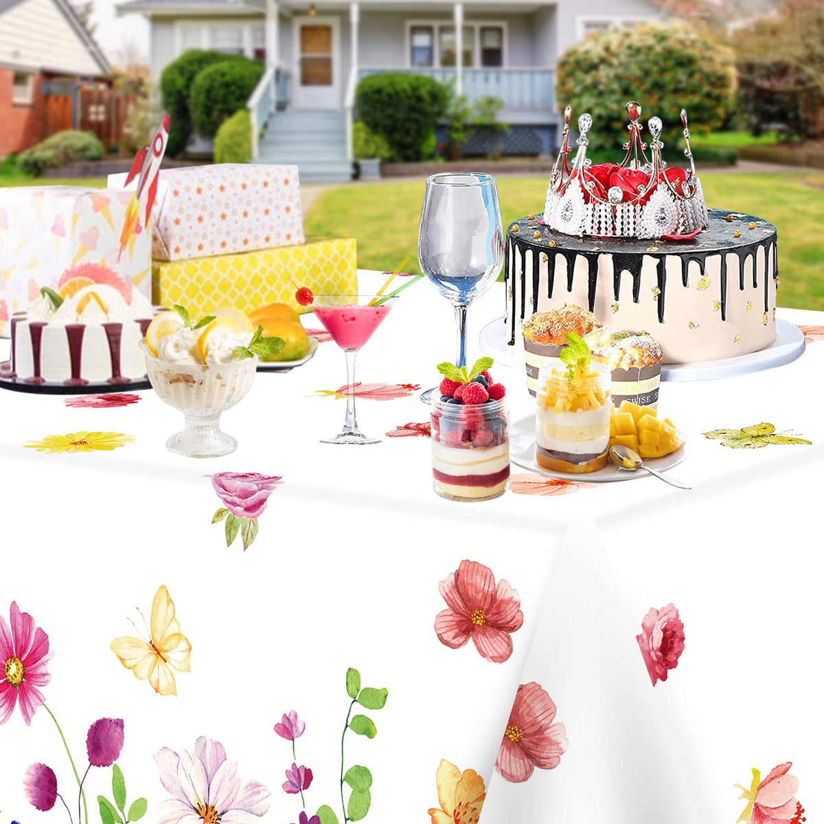 Dvaorc waterproof floral tablecloth; scratch-resistant and easy cleanup for any event