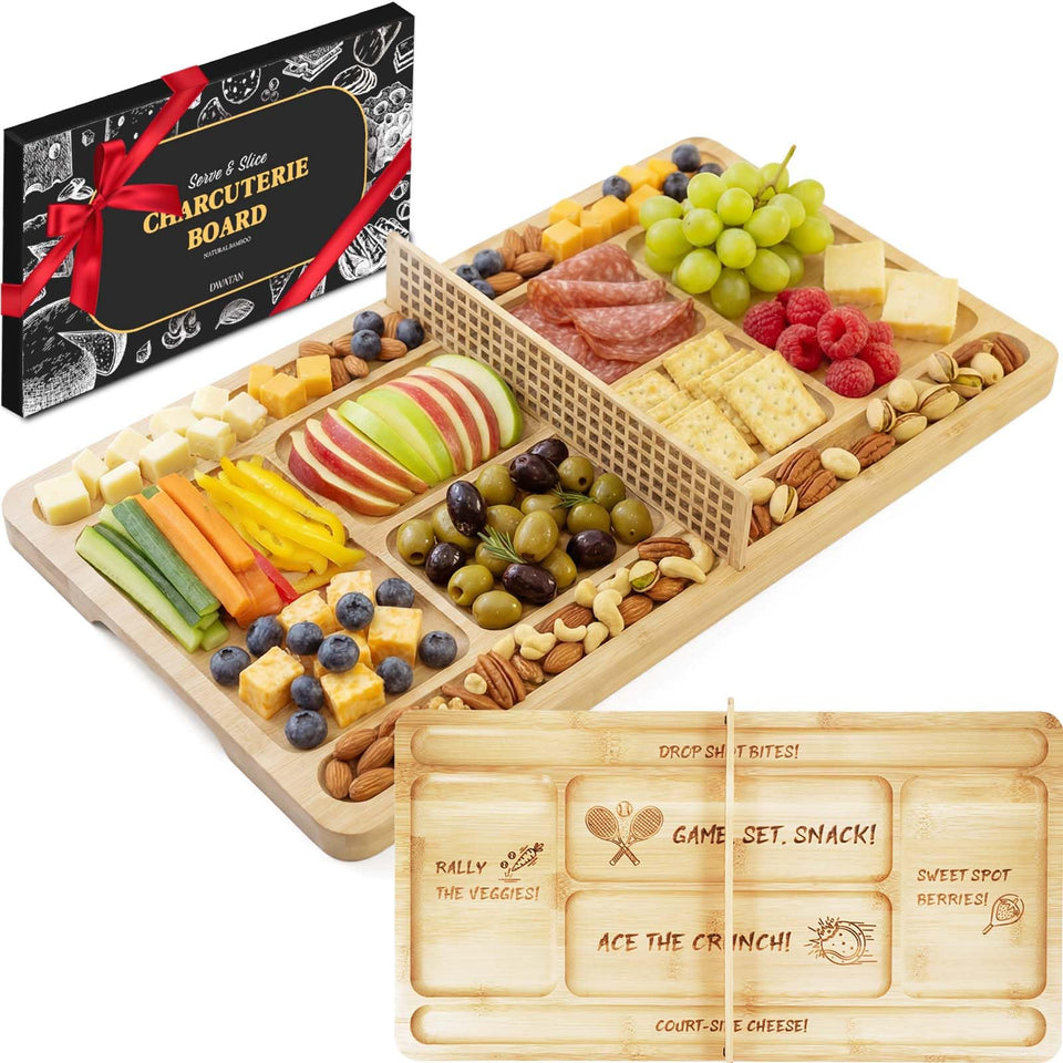 DWATAN tennis court charcuterie board with net design for stylish serving and conversation.