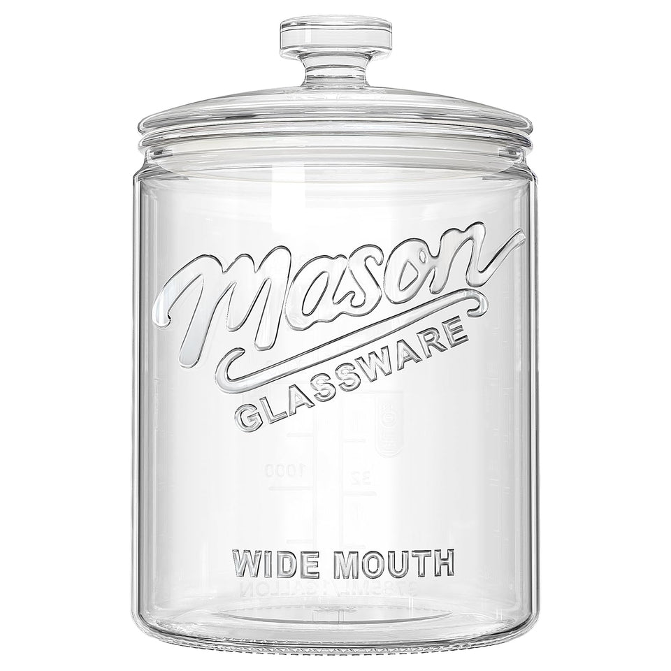 Dwbligt 1-gallon glass cookie jar with airtight lid showing spacious storage and clear view