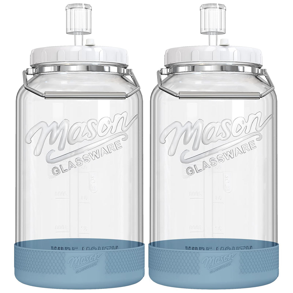 Dwbligt 2-pack 1.5-gallon wide-mouth fermentation jars for easy loading and monitoring.
