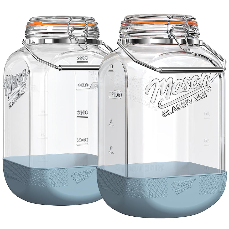 Dwbligt 2-pack square jar with lid assembly for large batch storage.