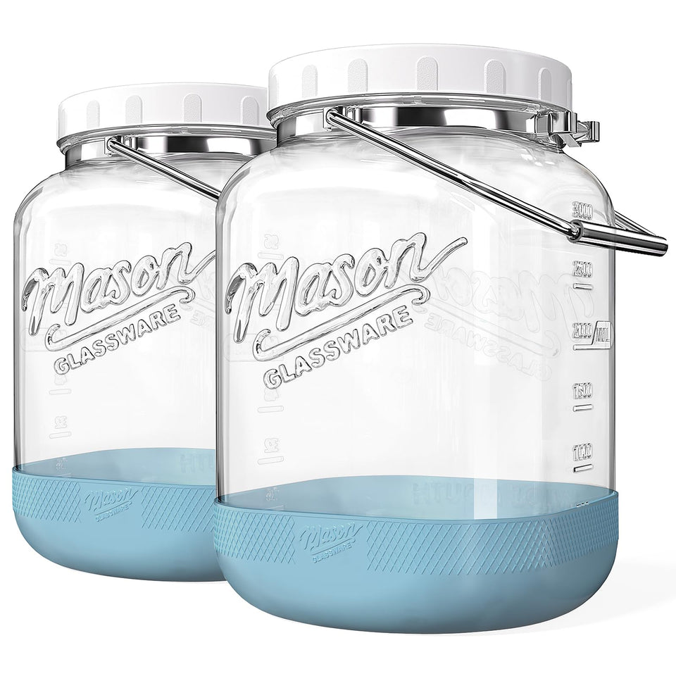 Dwbligt 2-pack square wide-mouth jars with lids for easy bulk storage and organization.
