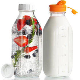 Dwbligt 32 oz glass bottle with dispenser cap for mess-free pouring.