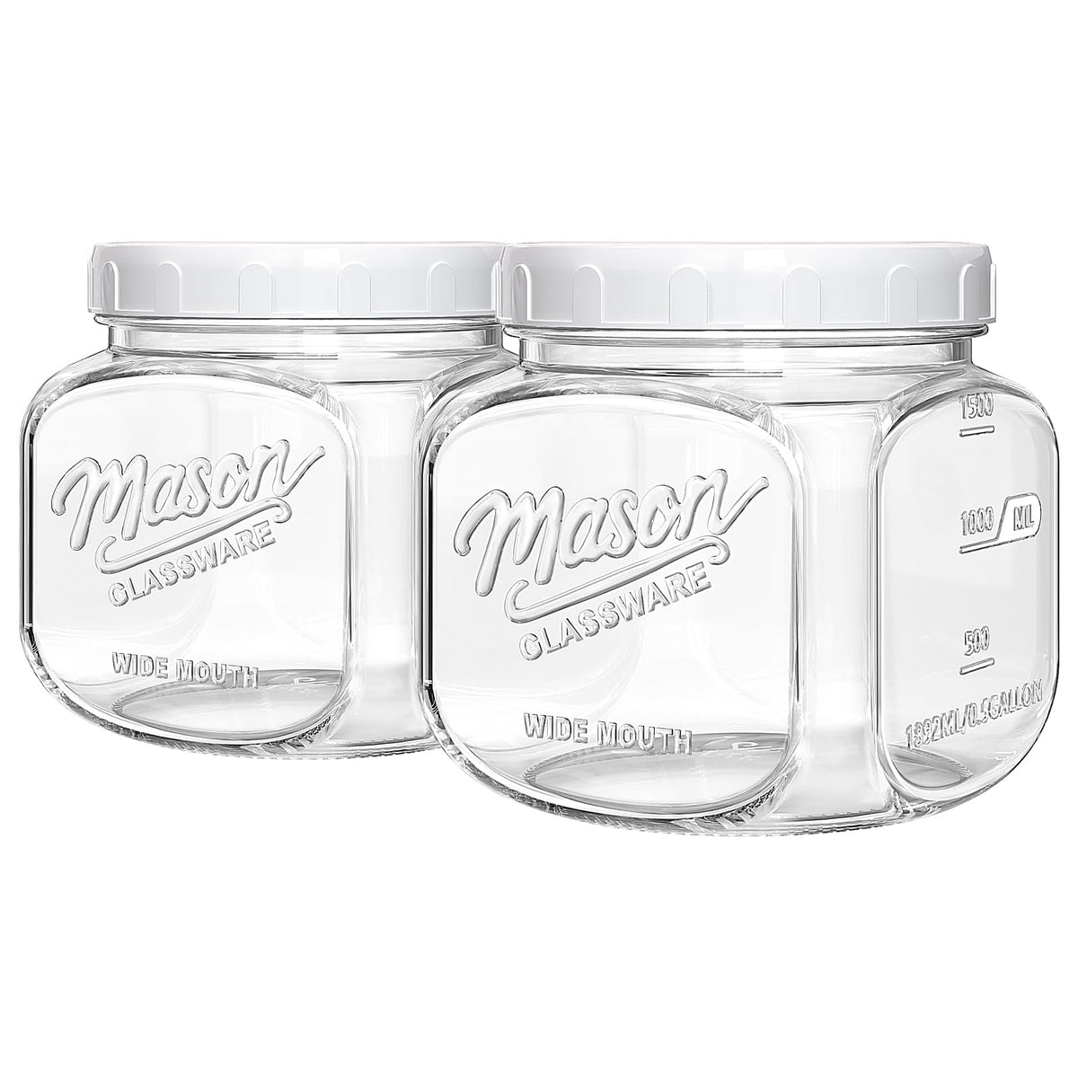 Dwbligt 64 oz wide-mouth mason jar for bulk storage of flour and sugar.
