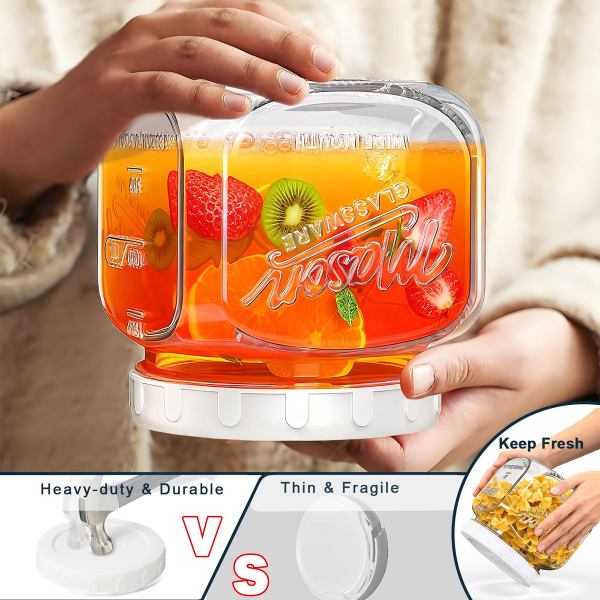 Dwbligt airtight lid close-up showing a leak-proof seal for freshness.
