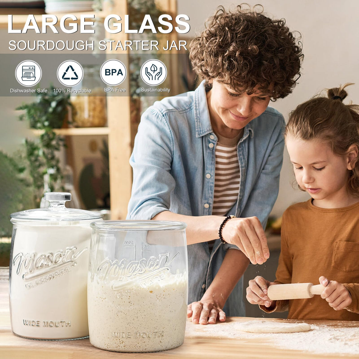 Dwbligt anti-slip base keeps the jar stable on countertops during use.