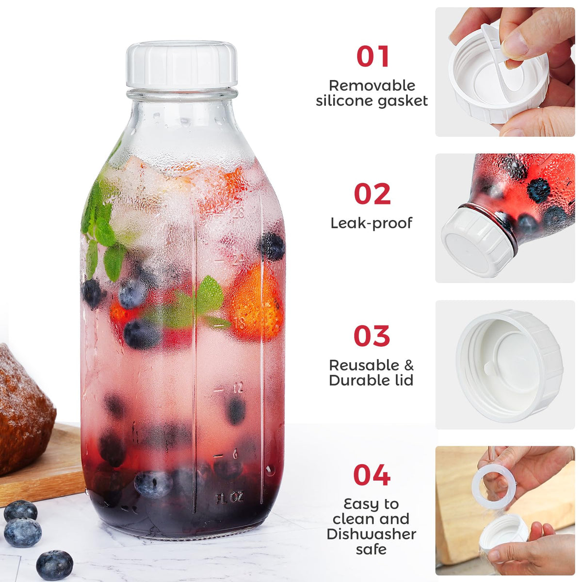 Dwbligt bottle shows measurement marks for precise portions.