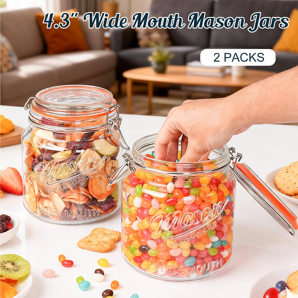Dwbligt clear glass mason jar showcasing contents for easy ID