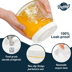 Dwbligt jar shows clear measurement marks for precise ingredient portions.