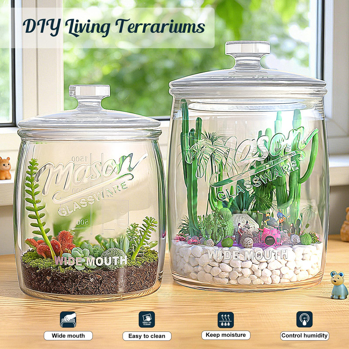 Dwbligt compact half-gallon jar fits tight spots on counters.
