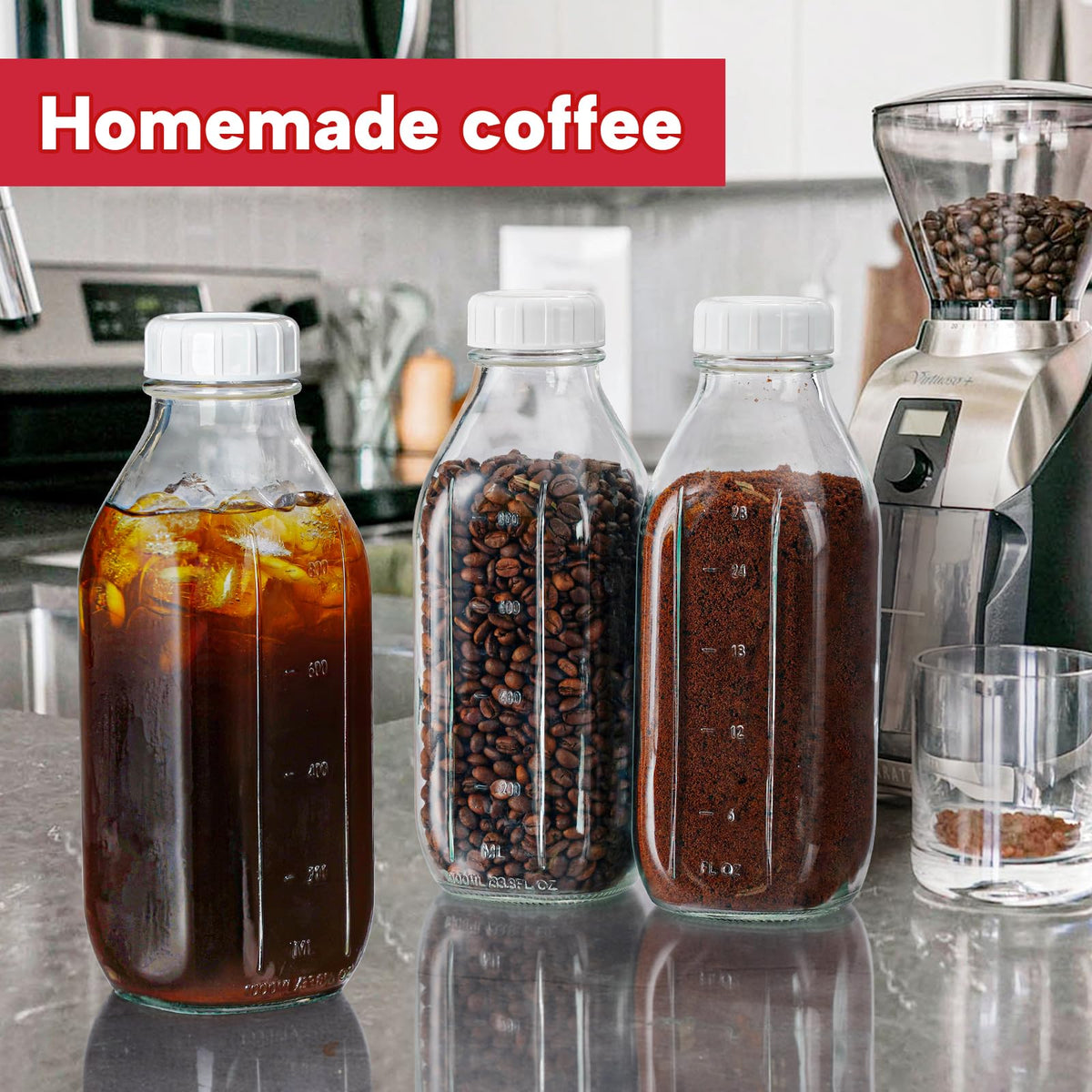 Dwbligt dishwasher-safe glass bottle for easy cleaning after use.