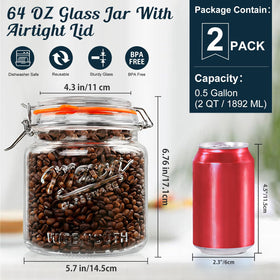 Dwbligt 64 oz jar with dual scale marks for precise portions