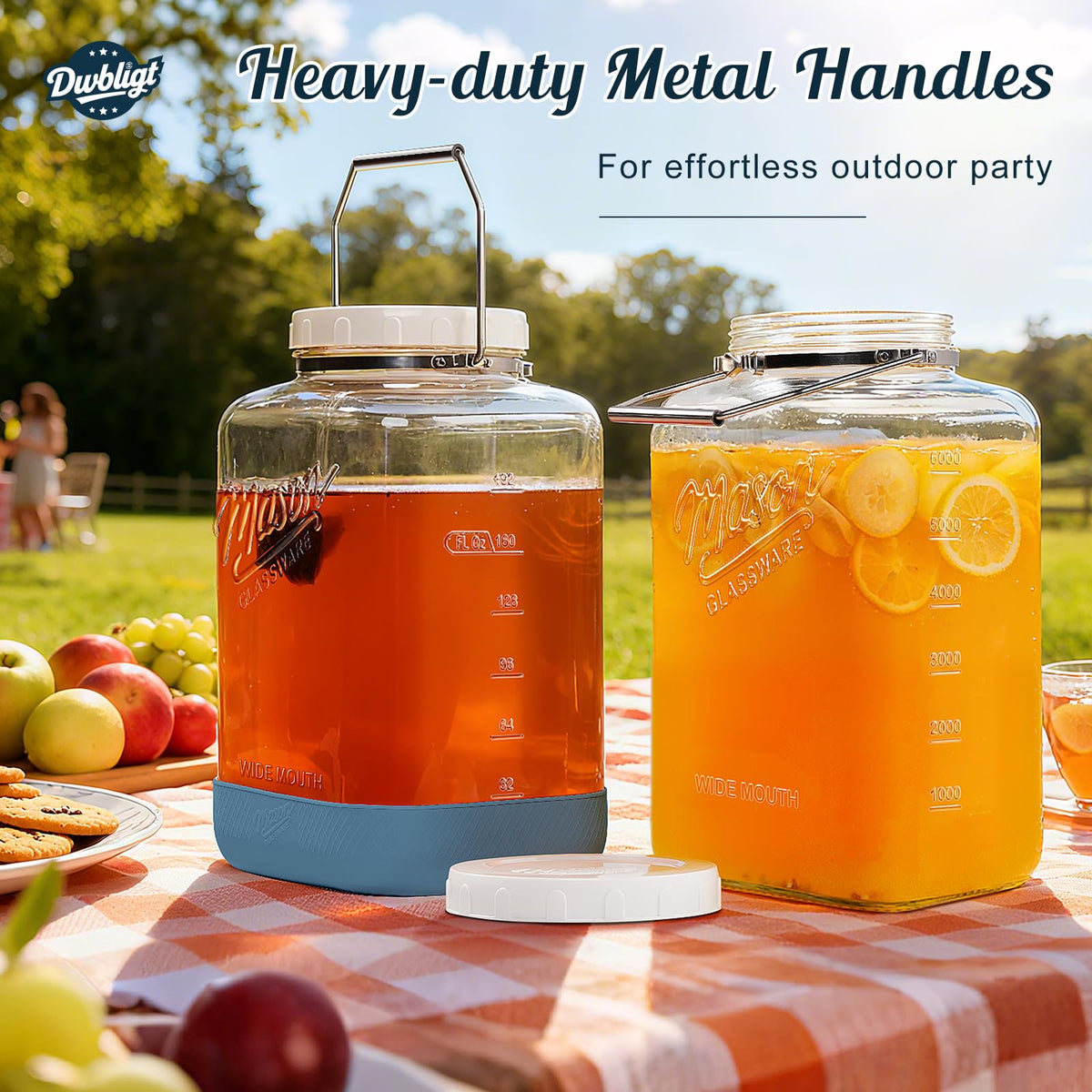 Dwbligt extra-wide mouth simplifies pouring and refilling large items.