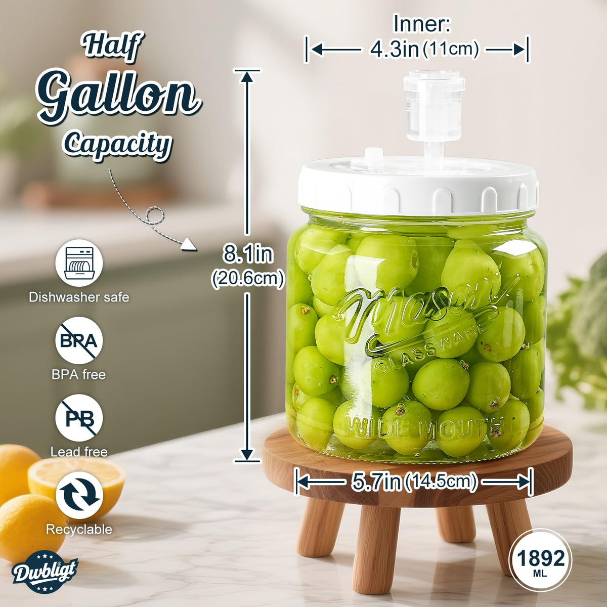Dwbligt two-piece airlock setup shown for reliable gas release during fermentation.