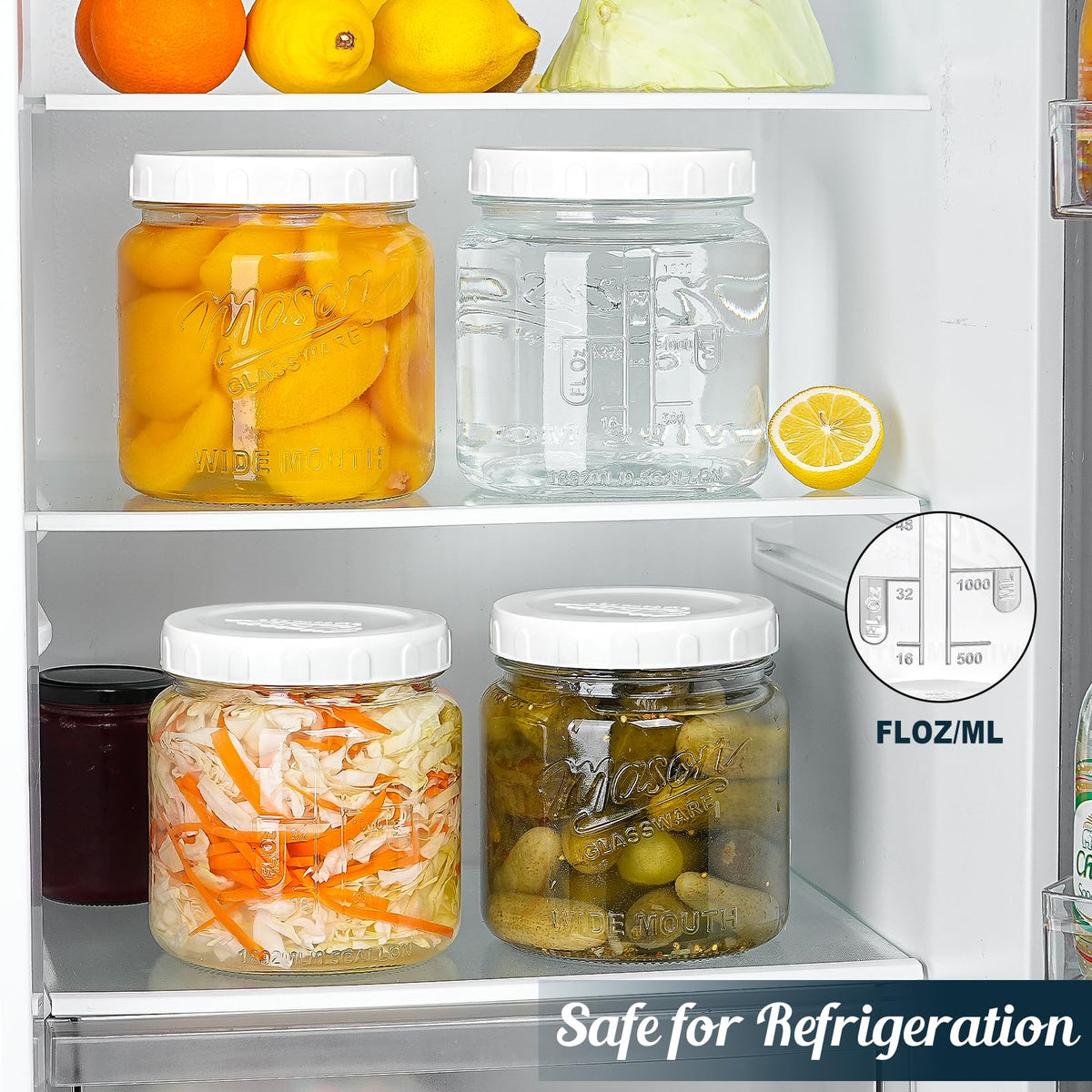 Dwbligt fridge-safe glass jars for cold storage of dry goods.