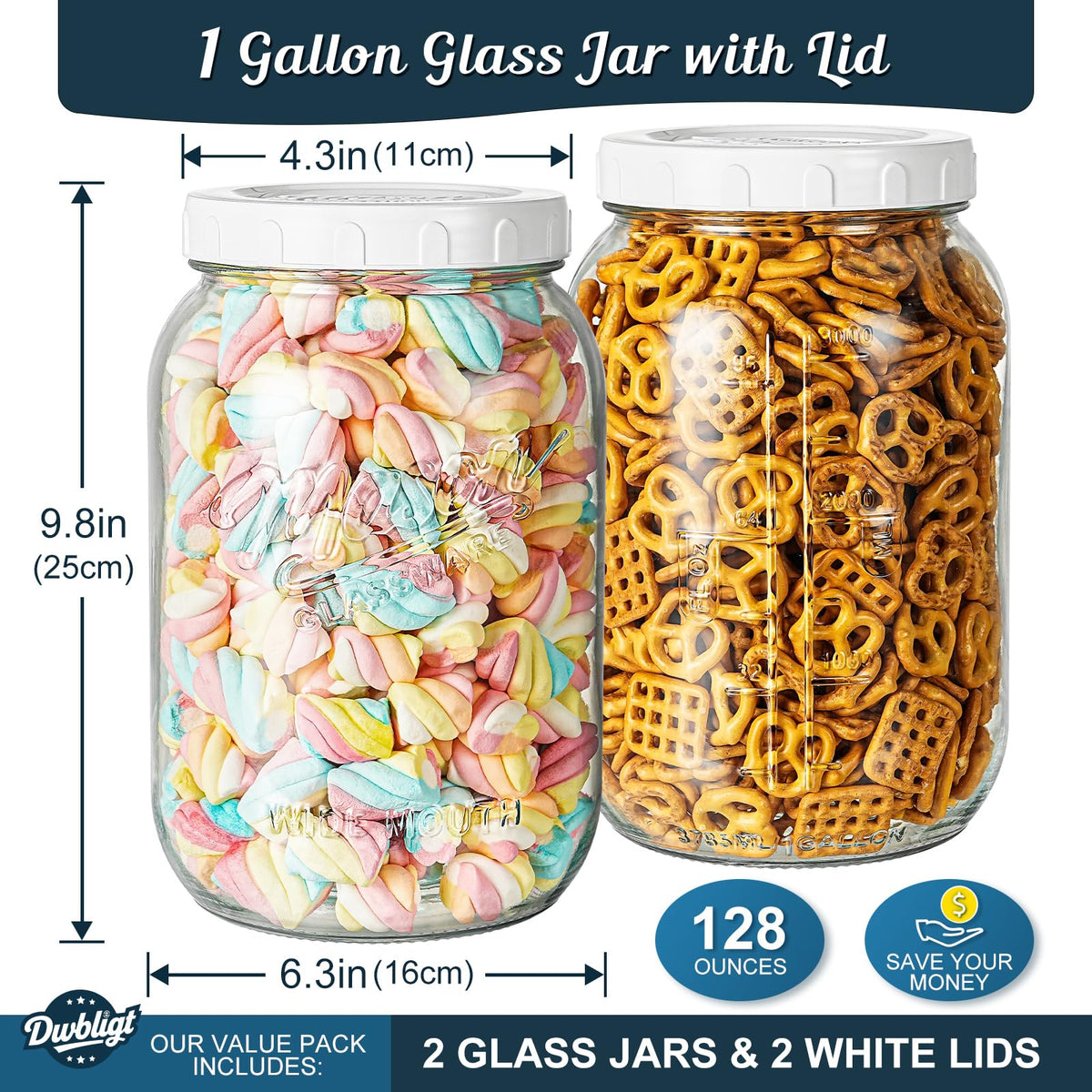 Dwbligt fridge-safe glass jar for leftovers and refrigerated goods.