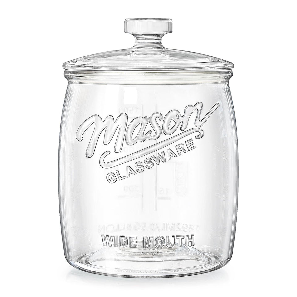 Dwbligt half-gallon cookie jar with wide mouth for easy scooping and quick access.