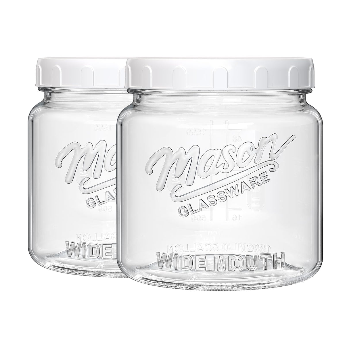 Dwbligt half-gallon jar with wide mouth and airtight lid, for easy pouring and sealing.