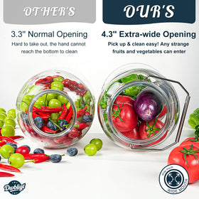 Dwbligt heavy-duty handle enables safe transport of a full jar.