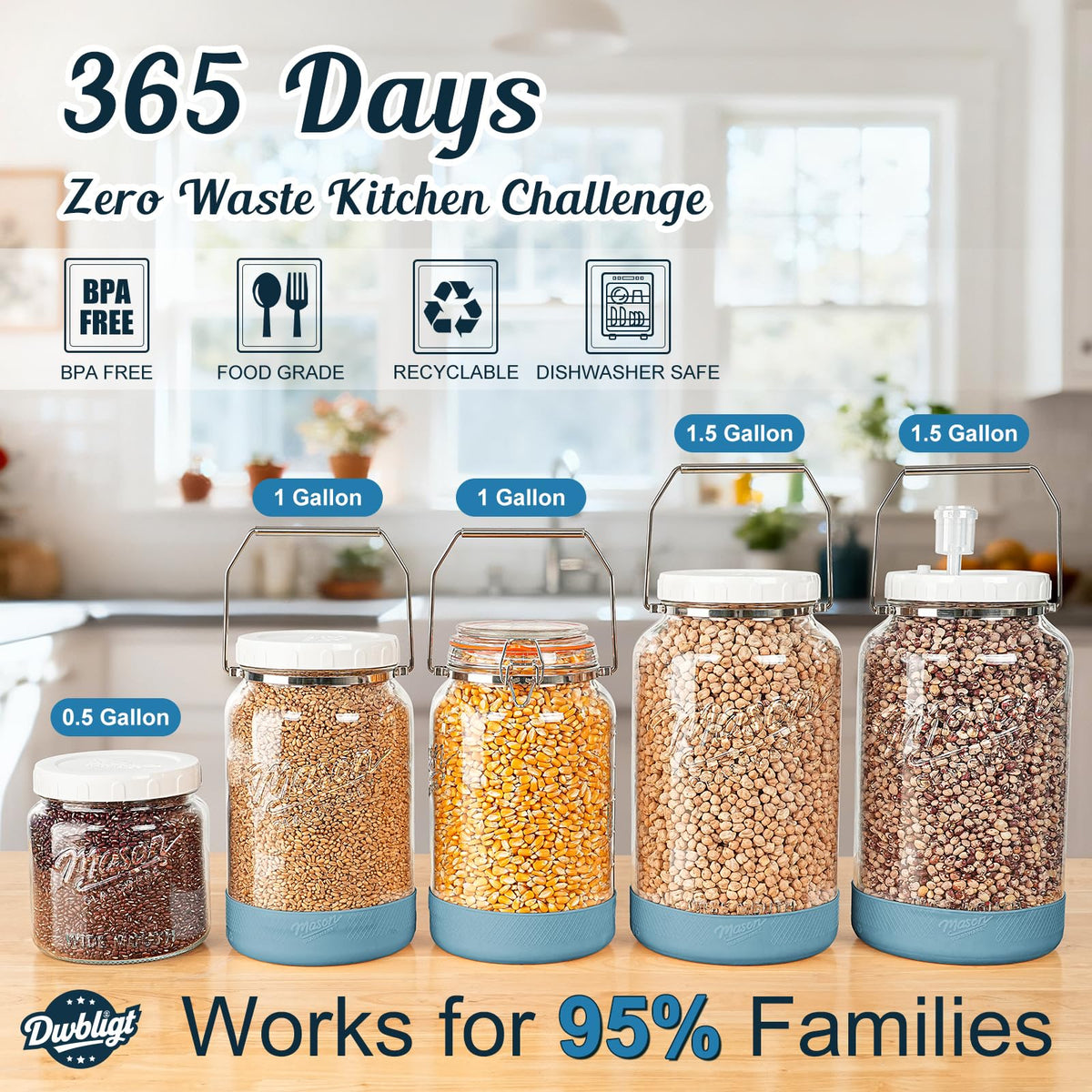 Dwbligt kitchen pantry storage container for cookies, flour, or sugar