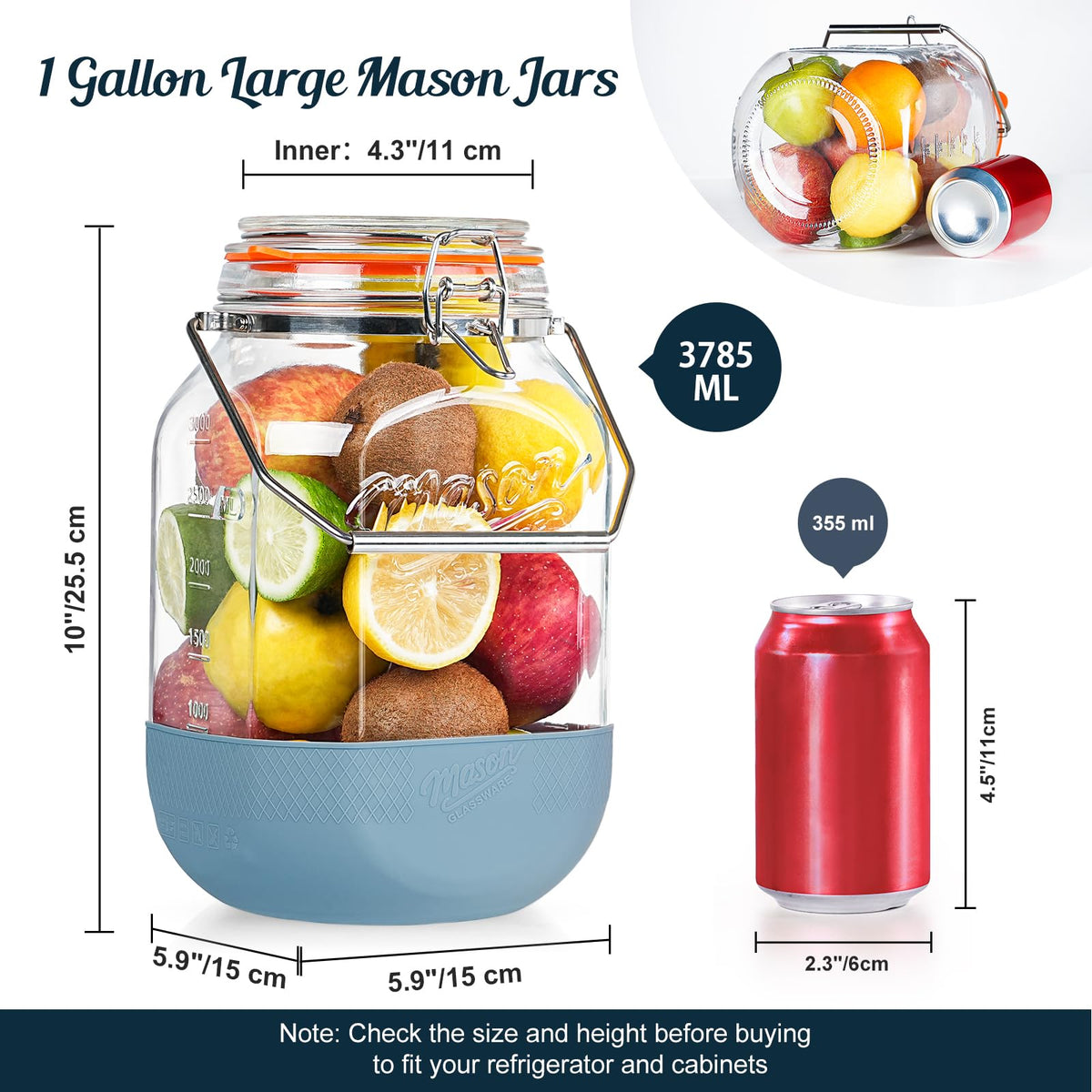 Dwbligt square 1-gallon jar wide mouth for easy filling and pouring
