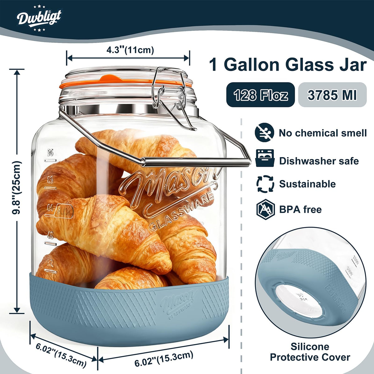 Close-up of airtight Hinged lid on a Dwbligt jar