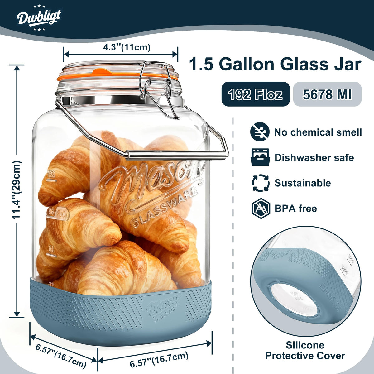 Dwbligt square large mason jar wide mouth ideal for easy filling