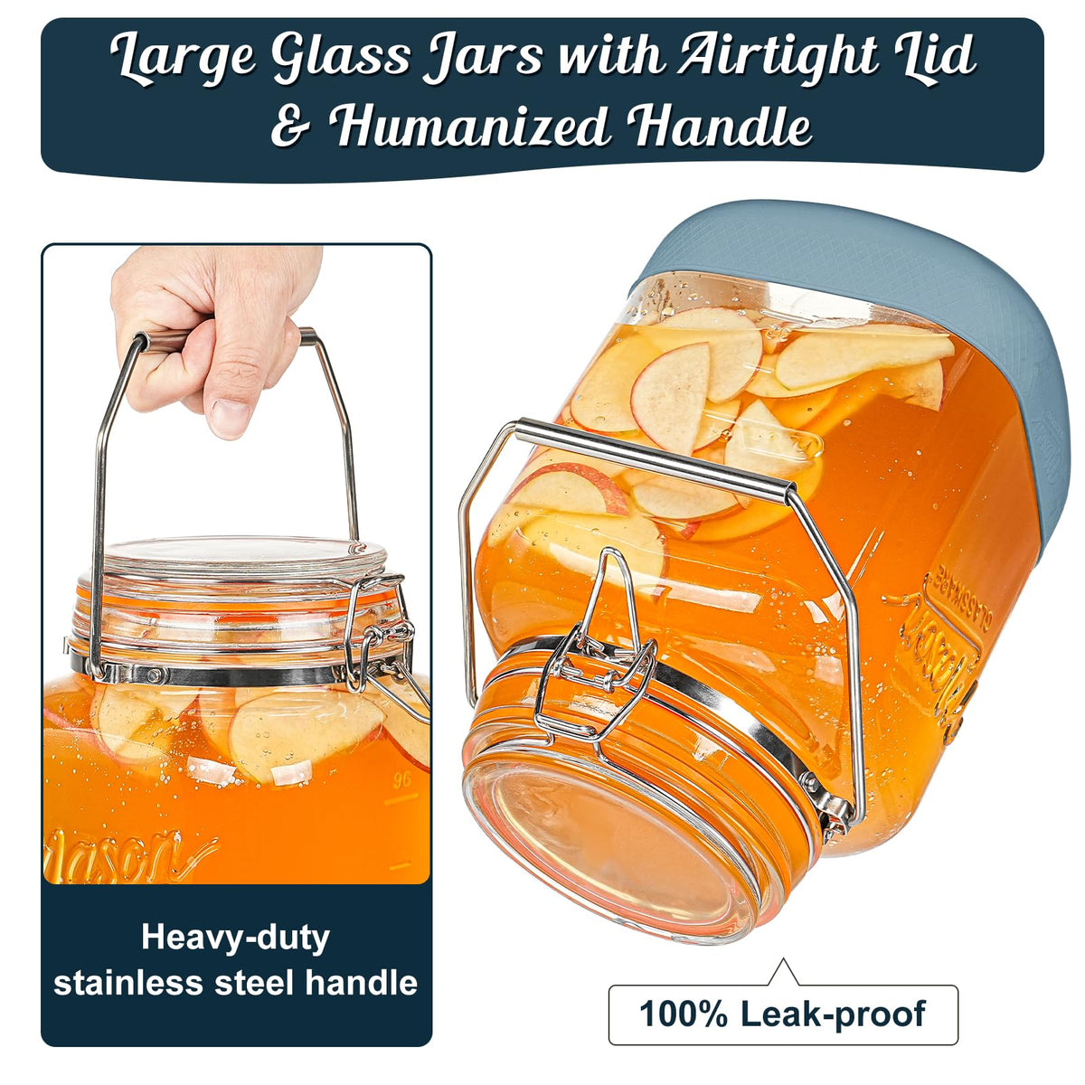 Dwbligt jar with stainless steel handle for safe transport