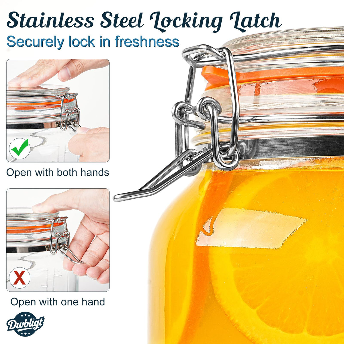 Dwbligt stainless steel handle enables secure grip and simple transport