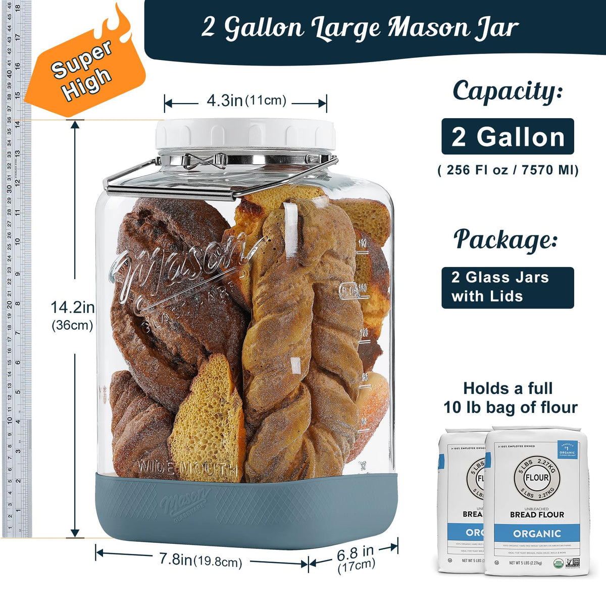 Dwbligt jar featuring stainless steel handle for secure transport.