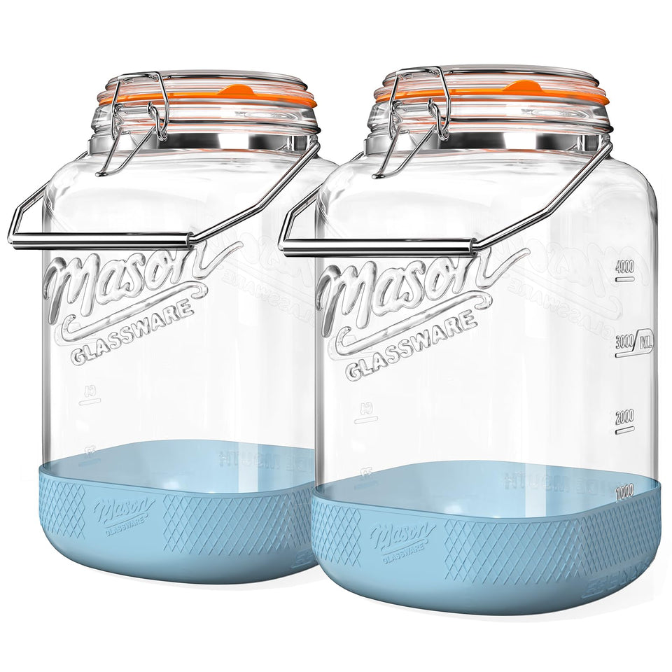 Dwbligt 2-pack one-point-five gallon glass jars with airtight lids for pantry organization