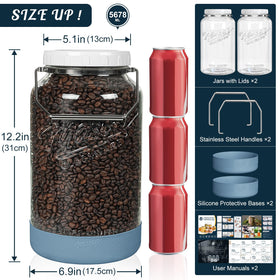 Dwbligt wide-mouth jar highlights 4.3 inch opening for easy filling and cleaning.